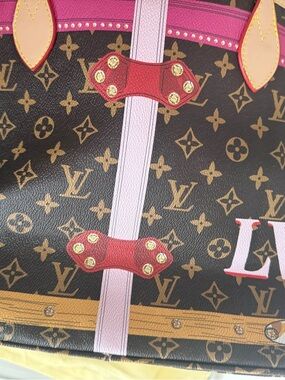 Louis Vuitton Monogram Canvas Tote with Pink and Red Accents